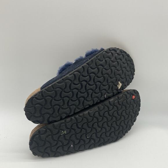 EU 44 Mens Size 11 US Birkenstock Arizona Shearling Sandals Midnight Blue Suede - Picture 8 of 9